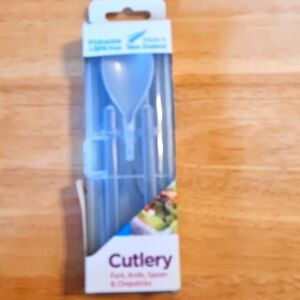 Cutlery, fork, knife, spoon, chopsticks, PBA free, NIB, hygienic carry case